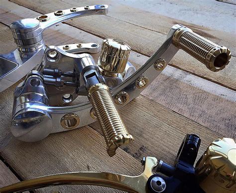 Billet Chrome With Brass Accents Forward Controls Fits 2000 Up Harley