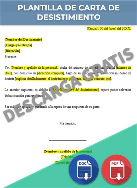 Modelo De Carta De Desistimiento En Word Image To U