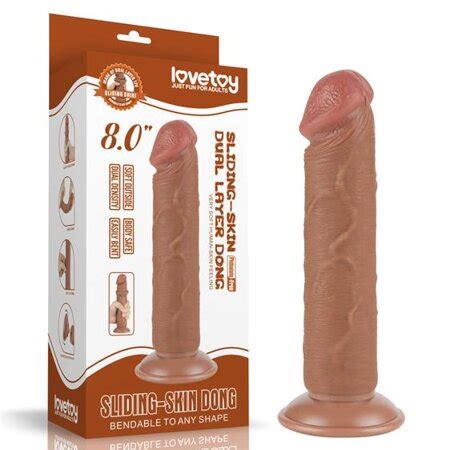 Sliding Skin Dual Layer Dong Brown Sex Toys Dildos With