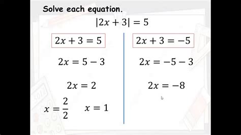 Solving Absolute Value Equations Part 1 Youtube