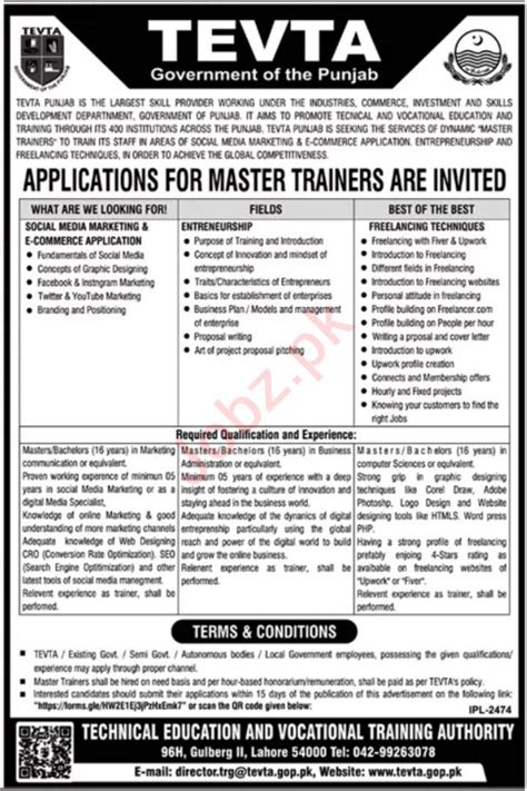 Master Trainer Jobs At Tevta Punjab Job Advertisement Pakistan