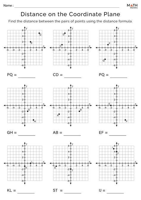 Distance On The Coordinate Plane Worksheets Math Monks