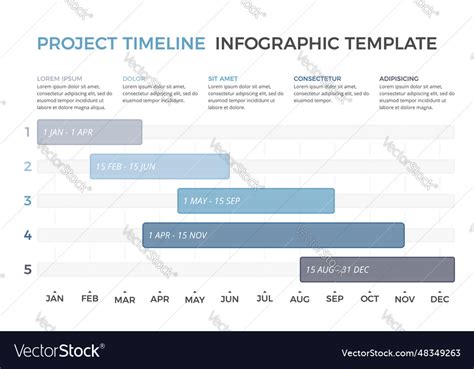 Project timeline - gantt chart Royalty Free Vector Image