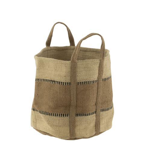 Panier Rond Avec Anses Jute Naturel Beige J Line 41577