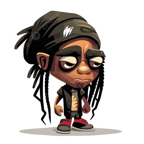 Lil Wayne Vektor Stiker Clipart Karakter Kartun Kartun Dengan Rambut