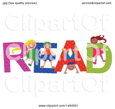 Clipart of a Group of Children Playing in the Colorful Word Read ...