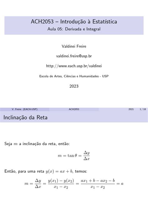 Aula 05 Revisão Derivada E Integral Pdf Derivado Relações