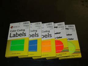 Color coding labels in dots and rectangles for inventory ...