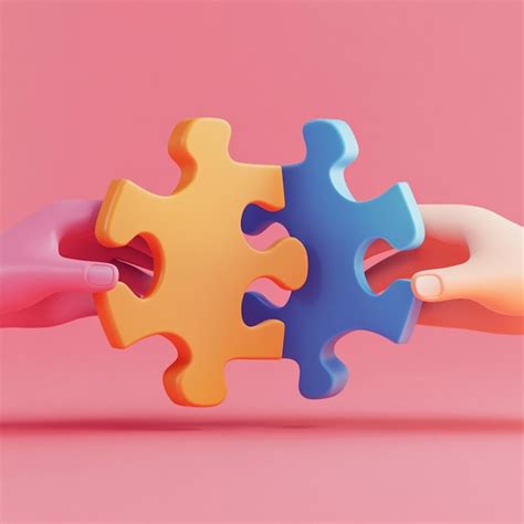 Connecting The Pieces 3D Jigsaw Puzzle As A Symbol Of Teamwork And