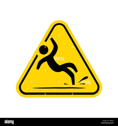 Wet Floor Sign Yellow Triangle With Falling Man In Modern Rounded