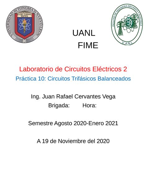 Lab Circuito Pr Ctica Uanl Fime Laboratorio De Circuitos