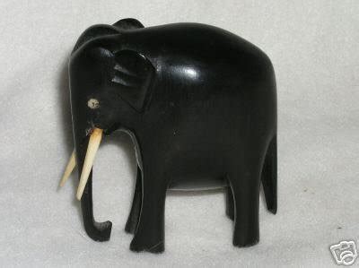 HAND CARVED WOOD EBONY ELEPHANT IVORY TUSKS ! | #20218857