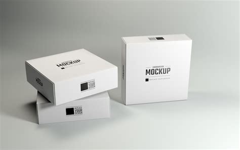 Premium Psd Clean White Square Cardboard Boxes Mockup