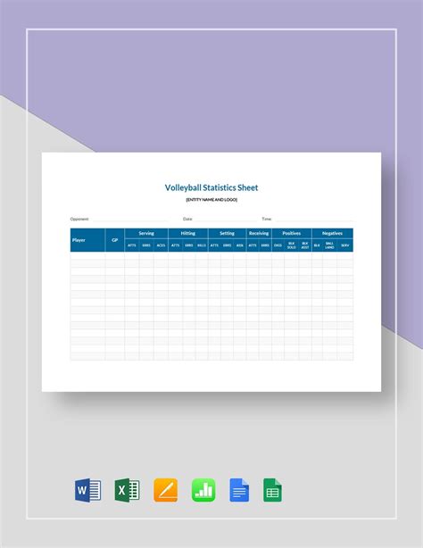 Volleyball Stat Sheet Template in Google Docs, Word, Pages, Apple ...