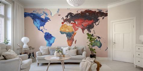 Buy World Colorful Map Wallpaper Online | Happywall