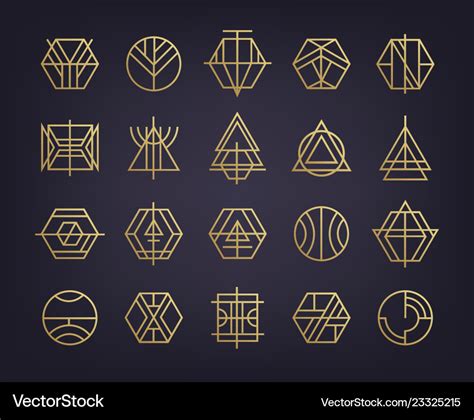 Set Abstract Geometric Logos Art Deco Royalty Free Vector