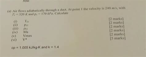 Solved A Air Flows Adiabatically Through A Duct T Point Chegg