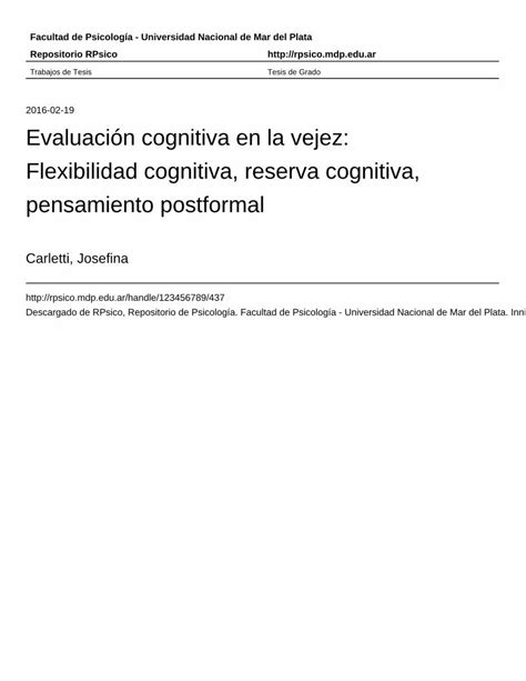 PDF Evaluación cognitiva en la vejez Flexibilidad cognitiva