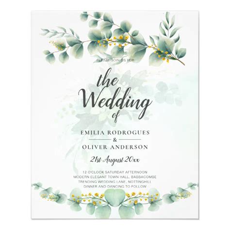 Eukalyptus Greenery Gold Wedding Qr Code Moderne Flyer Zazzle De