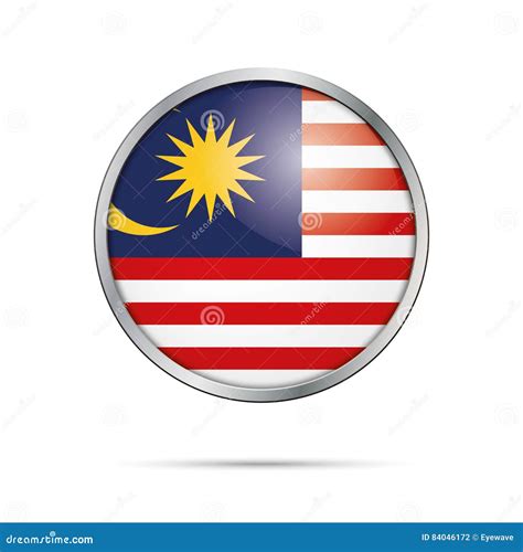 Vector Malaysian Flag Button Malaysia Flag In Glass Button Style