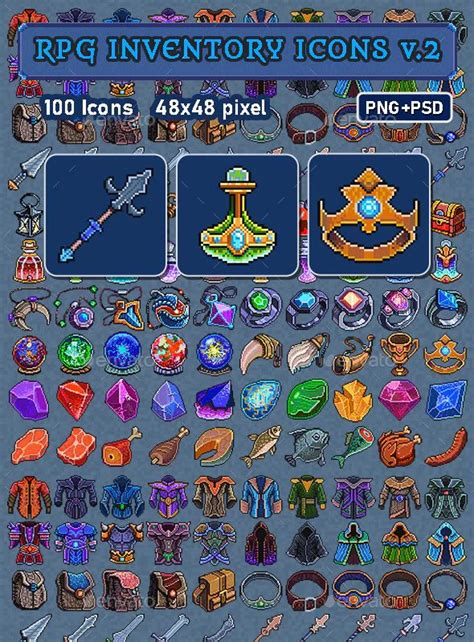 Rpg Inventory Icons V2 Rpg Icon Graphic Design Tutorials