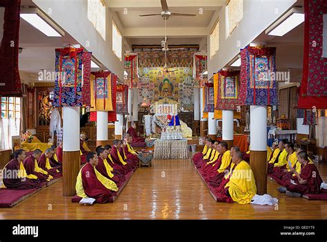 Puja,Monks praying, in Namgyal Monastery,in Tsuglagkhang complex ...