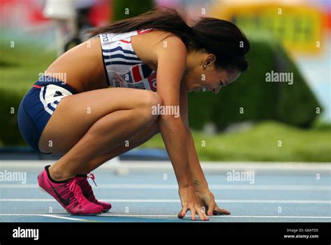 Great Britain S Katarina Johnson Thompson On The Finish Line After