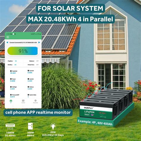 Ogrphy V Ah Lifepo Battery With Bluetooth Kwh Grade A Cells