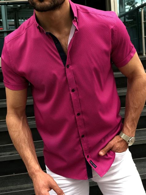 Buy Pink Short Sleeve Button Down Shirt By