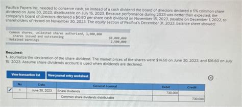 Solved Pacifica Papers Inc Needed To Conserve Cash So Chegg