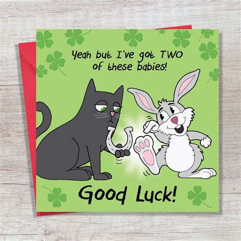 Good Luck Card Funny Horseshoe Rabbit Foot Funny Good Luck Cards Etsy