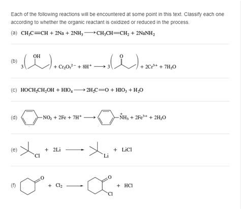 Solved Homework Each Of The Following Reactions Will Be Encountered At Some Point In This