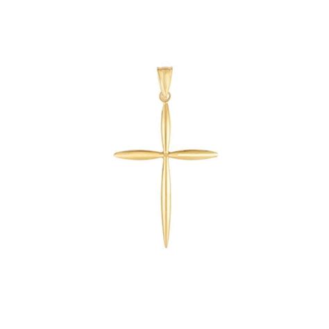 14k Yellow Gold Polished Cross Pendant Symmetry Inc