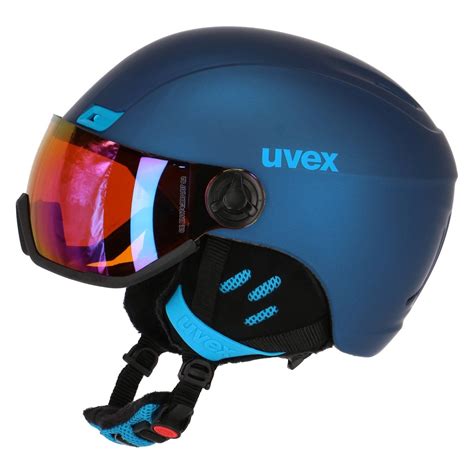 Uvex Hlmt Visor Style Skihelm Mit Visier Otg Blau Schwarz