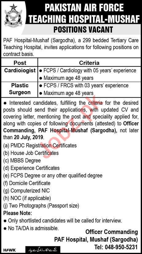 Pakistan Air Force Paf Teaching Hospital Jobs 2019 2024 Job