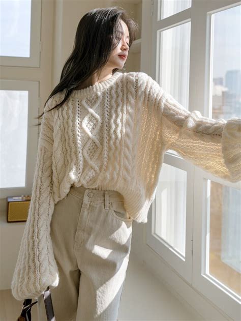 Dazy Less Cable Knit Drop Shoulder Sweater Shein Usa