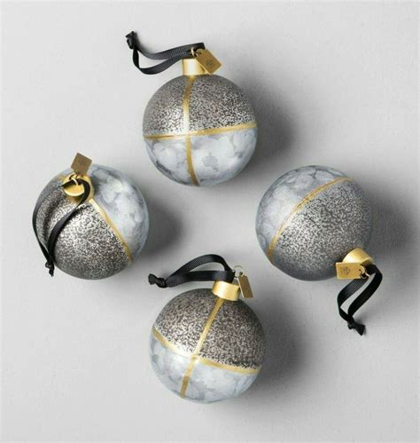 Hearth And Hand Magnolia Galvanized Finish Ball Holiday Ornaments 2 Sets New Box Ebay Hearth