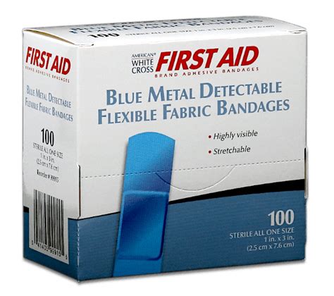 Metal Detectable Bandages Flexible 1 X 3 Blue Supply Company