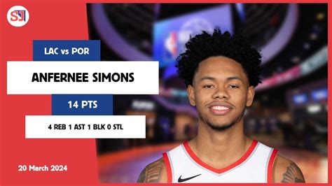 Anfernee Simons Pts Reb Ast Blk Stl Vs Lac