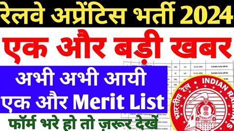 रलव अपरटस भरत 2024 एक और बड खबर अभ अभ एक और Merit List