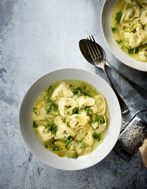 Tortellini In A Leek And Herb Broth Recipe Tortellini Recipes Pasta Dishes Spinach And