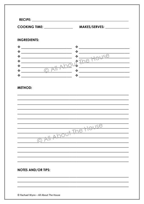 7 Best Images Of Printable Blank Recipe Templates Free Printable Full