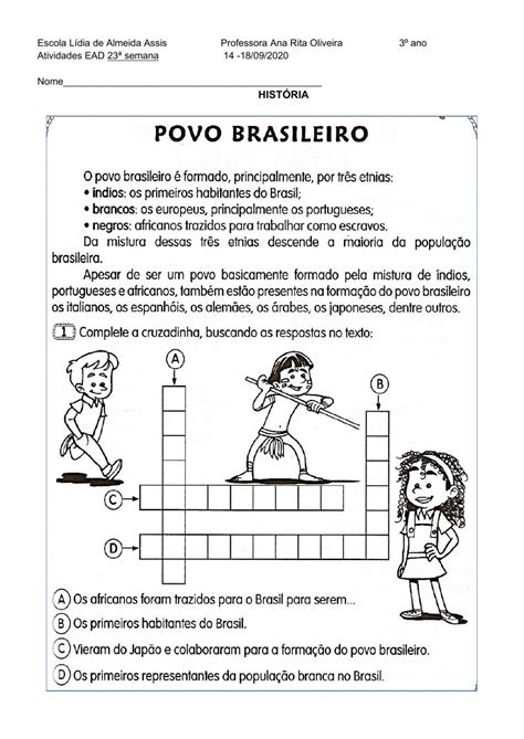 Formação do povo brasileiro online worksheet for 3º ano You can do the