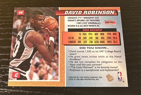 1994 95 Topps Embossed David Robinson EBay