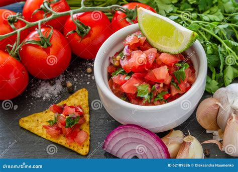 Salsa Sauce and Ingredients Stock Photo - Image of pepper, cuisine ...