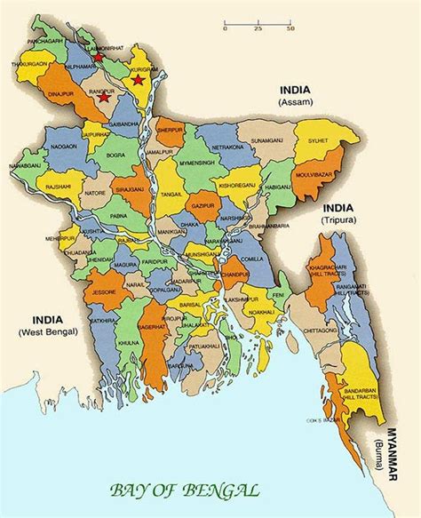 Bangladesh Map With Divisions And 64 Districts 44 Off