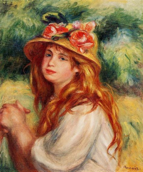 Blond In A Straw Hat Aka Seated Girl Painting Pierre Auguste Renoir