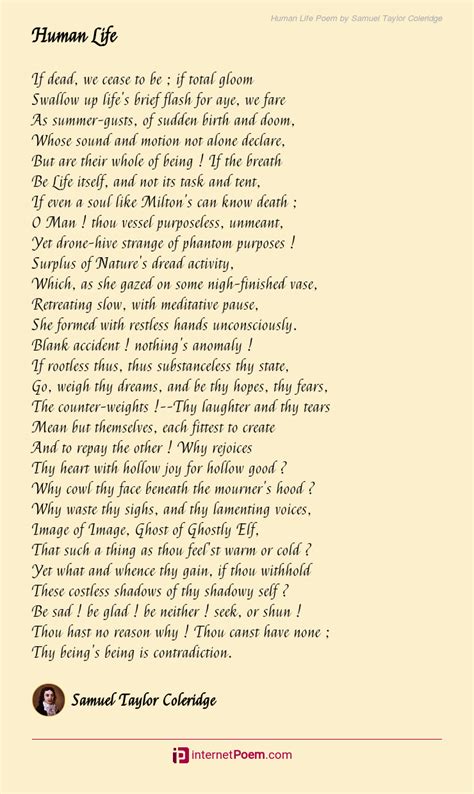 Human Life Poem By Samuel Taylor Coleridge