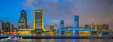 jacksonville florida main street bridge  night royal stock photo