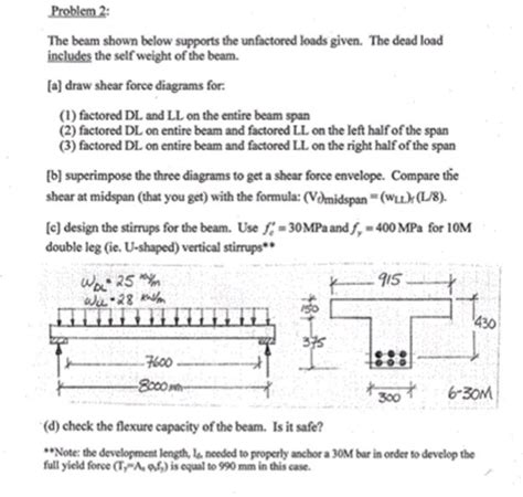 Problem The Beam Shown Below Supports The Unfactored Loads Given The